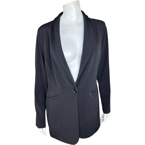 Susan Graver Regular Solid LK Fusion Revere Collar Blazer Black Small NWOT - Picture 1 of 14